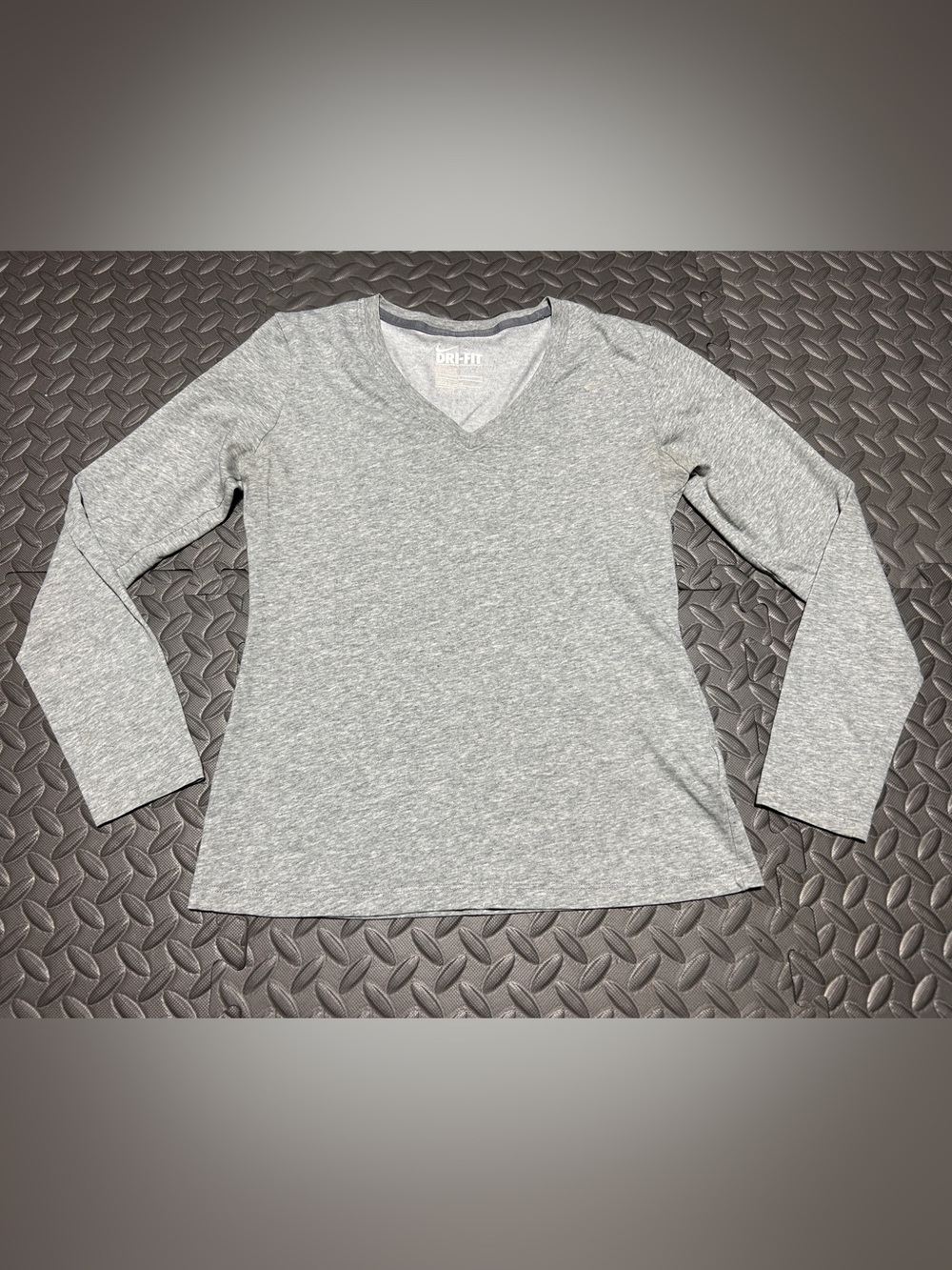 Nike Dri-FIT Women’s V-Neck Long Sleeve Shirt Gray